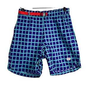 TOPO Designs Mens River Shorts Blue Purple Grid - S